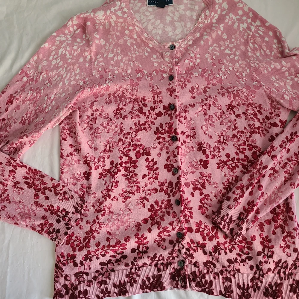 Karen Scott Pink Floral Cardigan - Picture 1 of 8